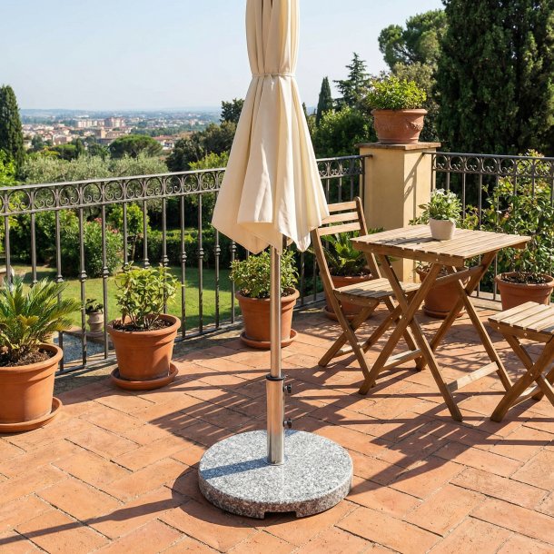 Parasollfot i granit - Rund 20 KG