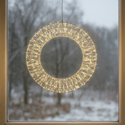 Dekorativ krans med 720 mikro-LED, gennemsigtig ledning, IP44 adapter, dobbelt timerfunktion 38 cm