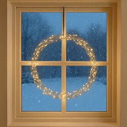 LED lyskrans i metal vlg mellem  30 og  50 cm. Let at hnge op! Kun Indendrs brug