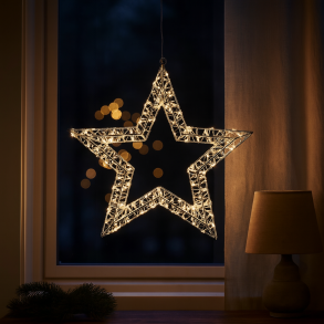 Julestjerneophng med masser af LED lys  - Uden- og indendrs brug - Timerfunktion. -Vlg strrelse