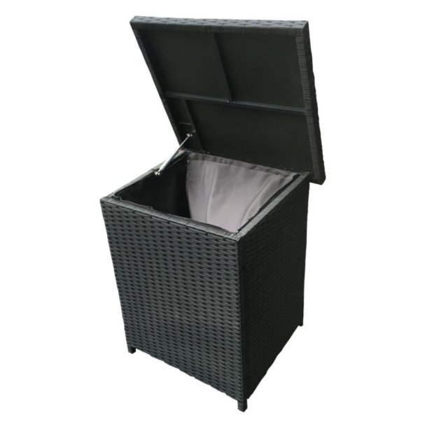 Liten underhllsfri kuddlda fr sittdynor - Tillverkad i aluminium och svart polyrattan