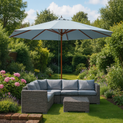 Chicago Lux Parasoll  4 meter - vlj frg - Vattentt + Dug har UV30+ solskydd. Modell: Chicago