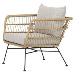 Luksus loungestol i lyst rattan - inkl. hynder. Model: Nina