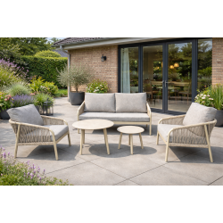 Stilrent Bibbi lounges�t til terrassen � 5 personer, inkl. 2 sofaborde og all-weather hynder