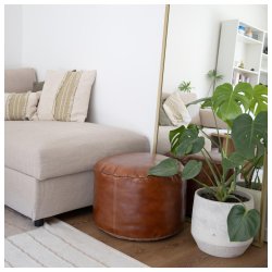 Luksuris rund puf i GTE bffellder 50 x H40 cm