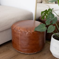 Luksuris rund puf i GTE bffellder 50 x H40 cm