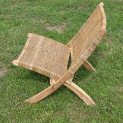 Fllbar loungestol i teak och UV-beskyddad polyrotting - Modell: Miriam