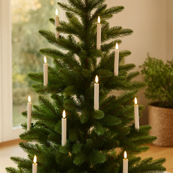 Autentisk lignende LED julelys  10 stk til juletret - styres af fjernbetjening - Batteri - 3D