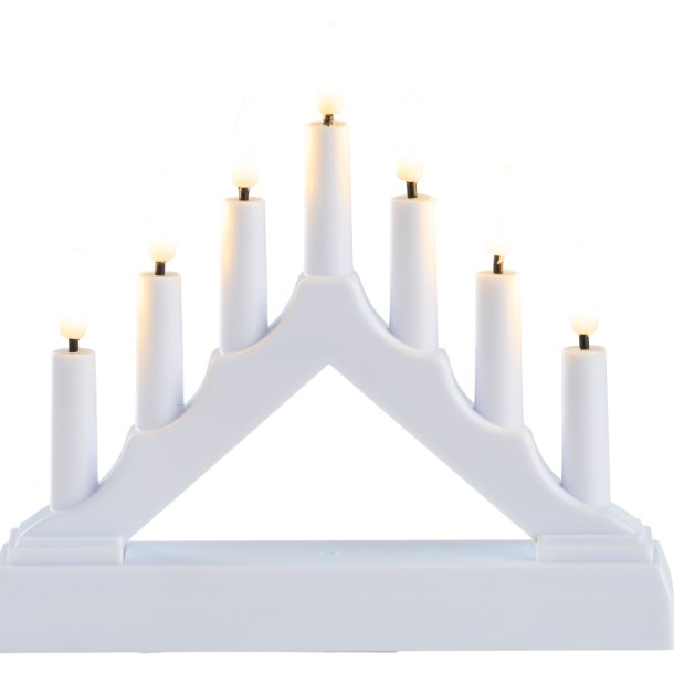 Hjemlig lysestage bro m. 7 LED lys p batteri - DAY