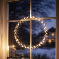 Dekorativ LED metalring med timerfunktion - Diameter: 35 cm