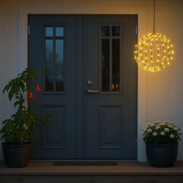 Dekorativ lyskugle med dobbelt timerfunktion 160LED 35cm- Inde/Ude