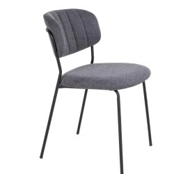 Alicante spisebordsstol i mrkegr stof og metal ben 