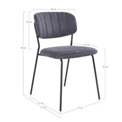 Alicante spisebordsstol i mrkegr stof og metal ben 