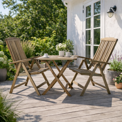 Foldbart cafes�t i silverteak (2pers) 70x70cm model: Mondena/Bounty