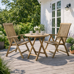 Hopf�llbart caf�set i silverteak - stolar med armst�d. �66cm modell: Mondena