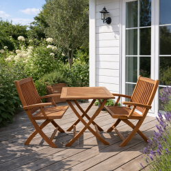 Cafes�t med 2 stk. arml�nsstole.  BOSTON GOLD TEAK