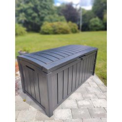 100% vandtt. Keter hyndeboks i rattan-look- Sort. Kan bruges som bnk.