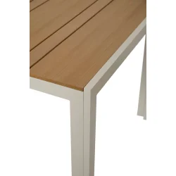 Havem�bels�t � Vedligeholdelsesfrit Havebord 205x90 cm &amp; 6 Komfortable Havestole i Aluminium og Rattanlook med hynder