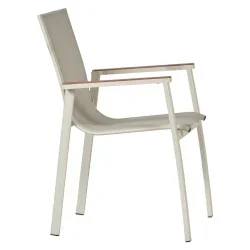Ingrid havem�bels�t - Stilfuldt haves�t i naturfarvet aluminium og keramik med 6 komfortable havestole i lysgr� aluminimum og textilene