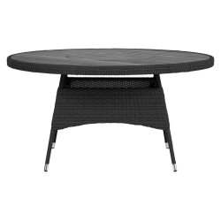 Havem�bels�t i sort polyrattan - Sanna havebordbord med drejeskive �150 cm og 6 Asta havestole med arml�n