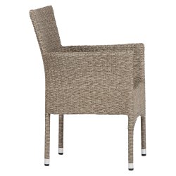 Havem�bels�t i naturfarvet polyrattan med rundt Sanna bord �150 cm og 6 Asta havestole med arml�n