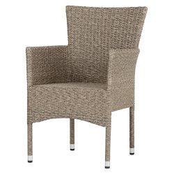 Havem�bels�t i naturfarvet polyrattan med rundt Sanna bord �150 cm og 6 Asta havestole med arml�n