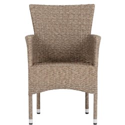 Havem�bels�t i naturfarvet polyrattan med rundt Sanna bord �150 cm og 6 Asta havestole med arml�n