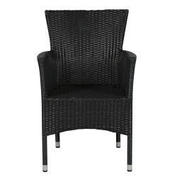 Havem�bels�t i sort polyrattan - Sanna havebordbord med drejeskive �150 cm og 6 Asta havestole med arml�n