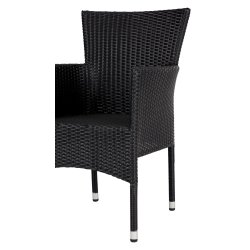 Havem�bels�t i sort polyrattan - Sanna havebordbord med drejeskive �150 cm og 6 Asta havestole med arml�n