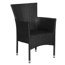 Havem�bels�t i sort polyrattan - Sanna havebordbord med drejeskive �150 cm og 6 Asta havestole med arml�n