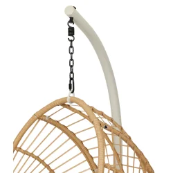 Elegant h�ngestol i UV-beskyttet rattanlook med bl�d hynde og stativ � komfortabel loungestol til inde og ude i stilrent design