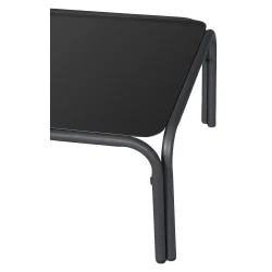 Moderne hj�rnesofa lounges�t i aluminium med bl�de vejrbestandige hynder og stilrent glasbord