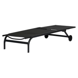 Moderne solseng i sort med hjul og justerbart rygl�n i slidst�rkt design � komfortabel liggestol