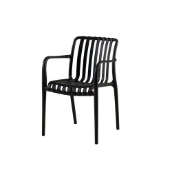 Lily Havem�bels�t i sort med 6 Stabelbare Vedligeholdelsesfrie Havestole og Rummeligt Havebord til Terrasse og Have