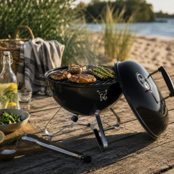 Picnic Kuglegrill �37 cm � Kompakt Kulgrill med L�g og Grilltang