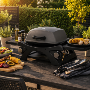 DAN GRILL 2-Br�nder Gasgrill med Sidehylder og St�bejernsrist