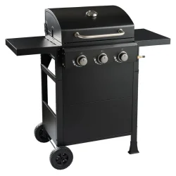 DANGRILL 3-Br�nder Gasgrill � Kraftfuld Gasgrill med Sideborde og Underskab