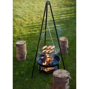 Tripod B�lsted med Justerbar Grillrist � H145 cm B�lgrill i Sort St�l
