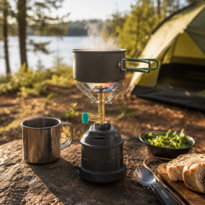 Kompakt Camping Kogeblus med Gaskartusche � 4 Timers Br�ndetid