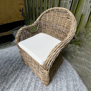 Flettet havestol i natur kubu-rattan inkl. hynde - Model: Solros