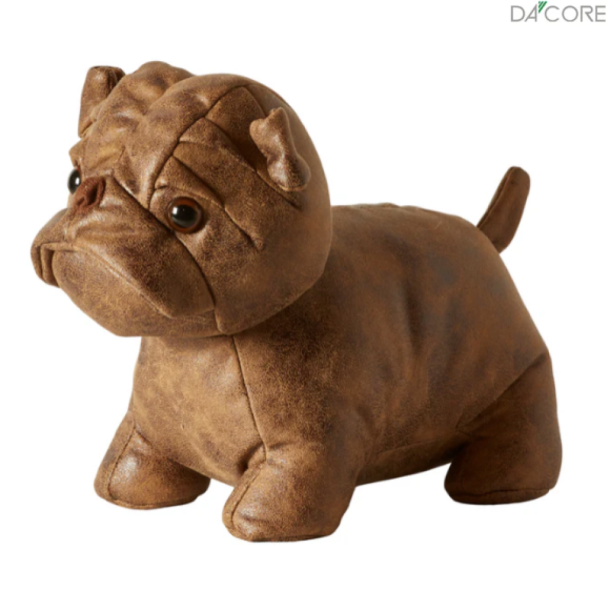 Drstopper bulldog hund med sde jne , 23 cm-  i polyester - Brun 