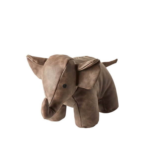 Elefant Drstopper 16 cm fremstillet i PU Lder - Fs i flere farver Brun