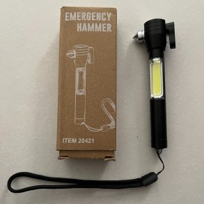 Ndhammer til Bilen med LED-Lys og Strop - Sikkerhed i Ndsituationer