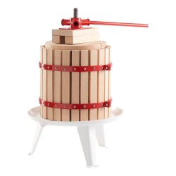 Saft/frugtpresser i naturligt egetr og robust stl. Manuel betjent, imponerende og effektiv 