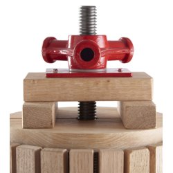 Saft/frugtpresser i naturligt egetr og robust stl. Manuel betjent, imponerende og effektiv 