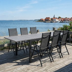 Underh�llsfritt set, tr�dg�rdsbord och 6-positionsstolar 