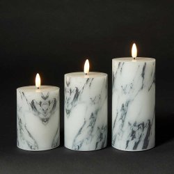 LED bloklys med marmor m�nster, 3D v�ge og multifunktionsfjernbetjening - S�t med 3 Stk