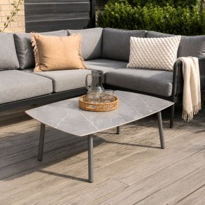 Marmori sofabord 100 � 60 � 42 cm - aluminium / Durafit keramik-look