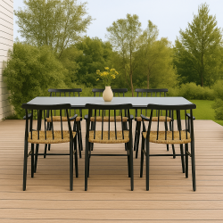 Medea mbelst (sort/gr) - Beton bord + 6 stabelstole! Til bde indendrs og udendrs brug!