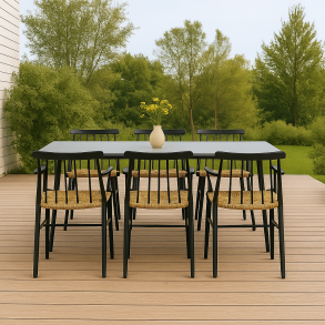 Medea mbelst (sort/gr) - Beton bord + 6 stabelstole! Til bde indendrs og udendrs brug!